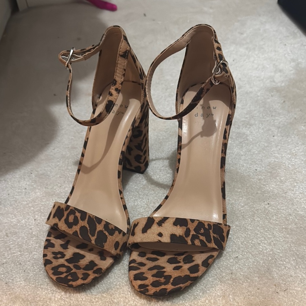 A New Day Brown Tan Heeled Sandals with Ankle Strap